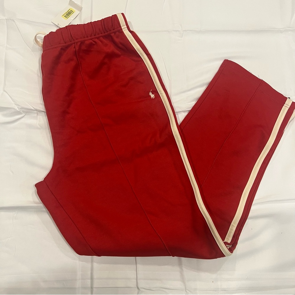 Polo Sport Ralph Lauren sweat pant jogger striped with ankle zip Barn Red
